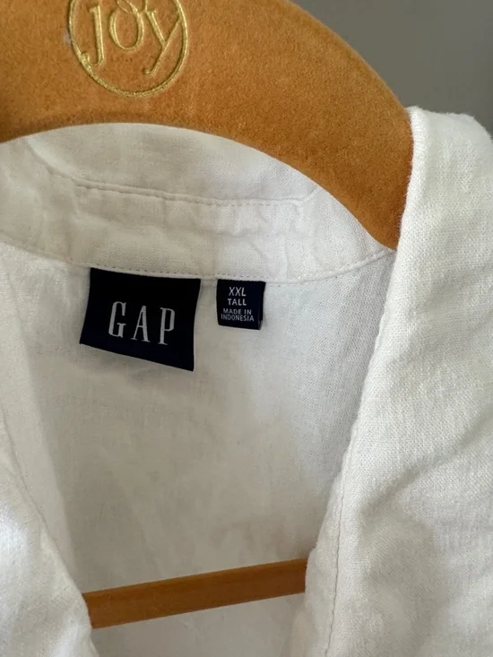 GAP White Button-Front Shirt Dress with Self-Tie Waist - Picture 2 of 3
